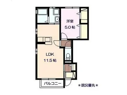 アンスリール(1LDK/1階)の間取り写真