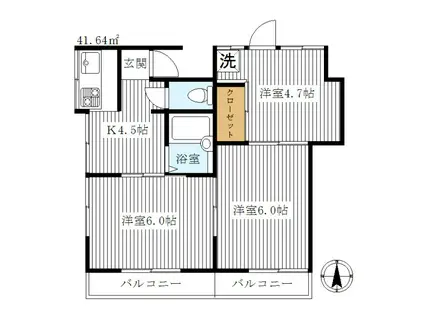 静和荘(3K/2階)の間取り写真