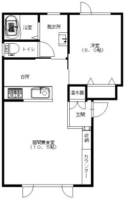 メルヴェールさくら町弐番館(1LDK/1階)の間取り写真
