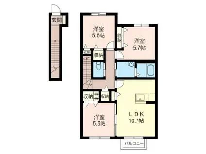 メゾン・ラカージュVI(3LDK/2階)の間取り写真