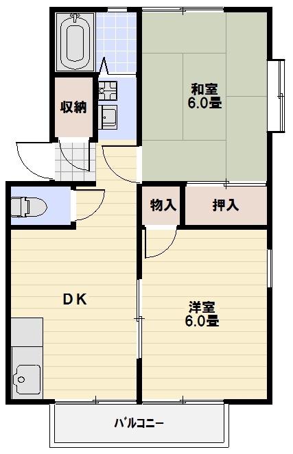 農住メゾン峰B(2DK/1階)の間取り写真