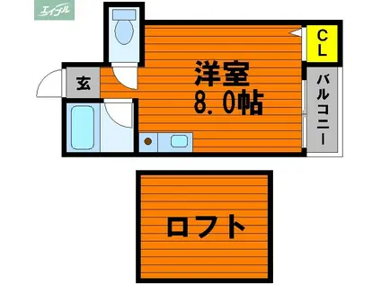 ワールドビレッジLIKU(ワンルーム/2階)の間取り写真