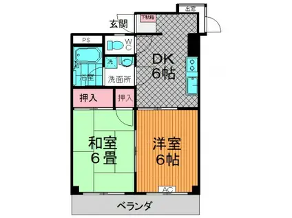 パレス八反田(2DK/3階)の間取り写真