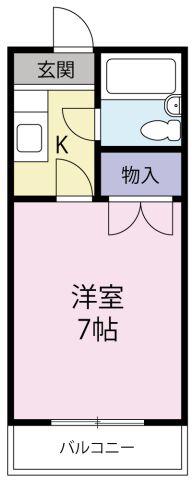 ハイツ伊達娘D(1K/3階)の間取り写真