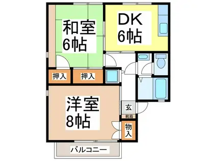 エスポワール伊藤E棟(2DK/2階)の間取り写真