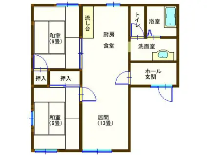 ラフォーレ五十部7(2LDK/2階)の間取り写真