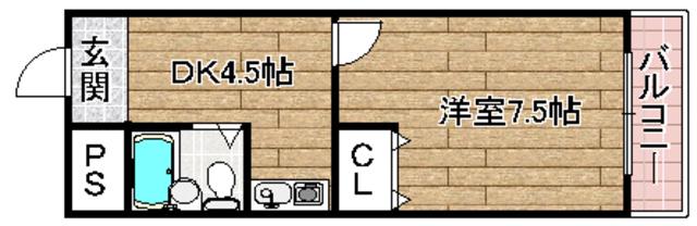 ファミール3号館(1K/3階)の間取り写真