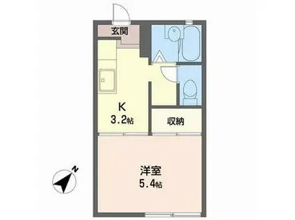 ヴィラ カメリア(1K/1階)の間取り写真