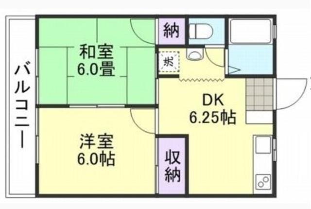 サンウッド五輪(2DK/3階)の間取り写真