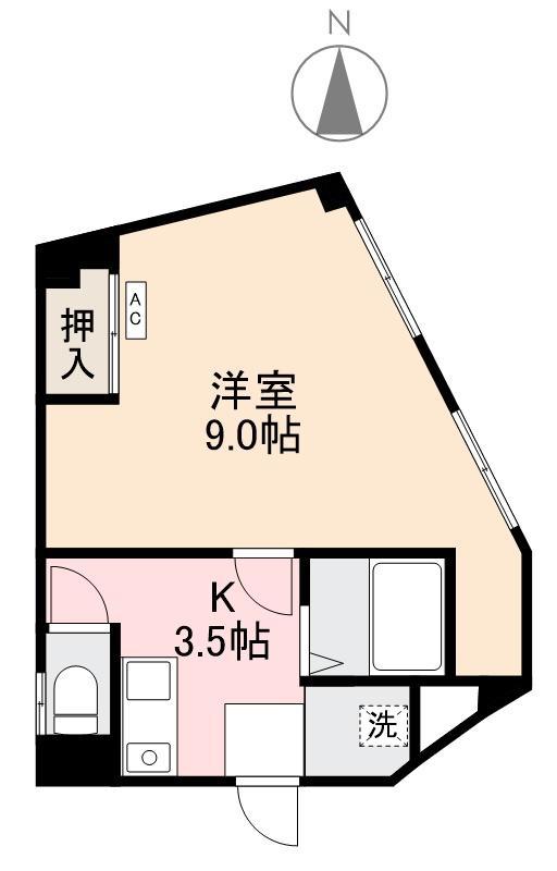 寺岡ビル(1K/3階)の間取り写真
