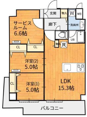 アーバングレース東松戸(2SLDK/9階)の間取り写真