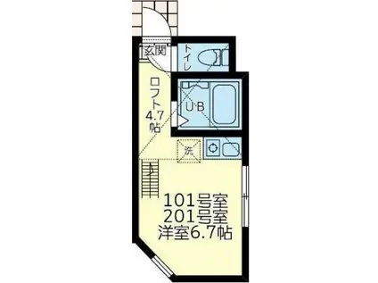 ユナイト新町カミーユ(ワンルーム/1階)の間取り写真