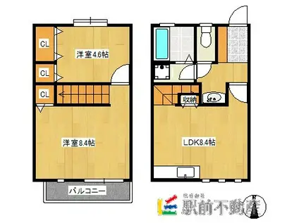 CASAOKI A(2LDK/1階)の間取り写真