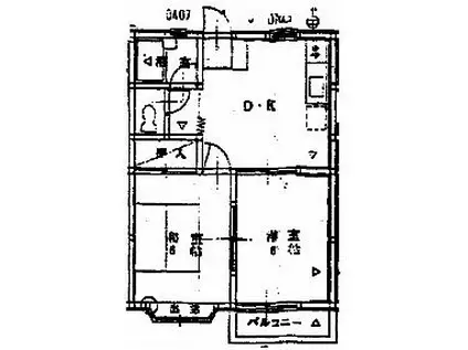 サンライズヤタガワ(2DK/2階)の間取り写真