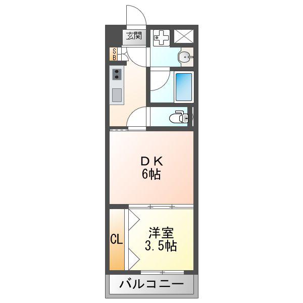 ファステート大阪マジョリティ(1DK/1階)の間取り写真
