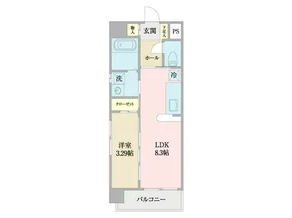 レ・リシェス仙台駅東(1LDK/1階)の間取り写真