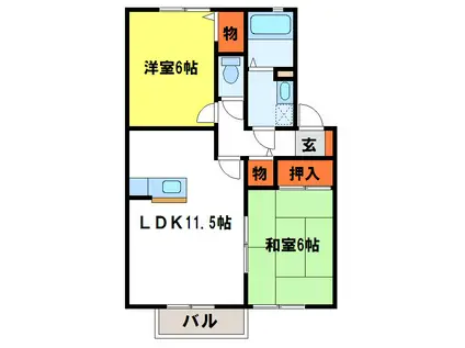 クリスタルWAKAII(2LDK/2階)の間取り写真