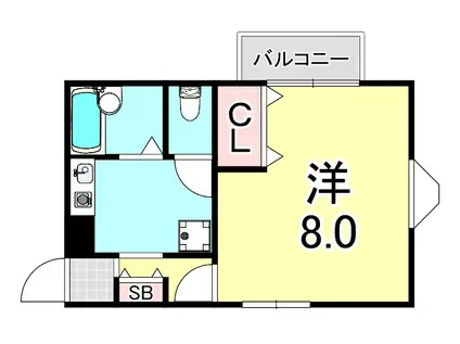 山陽電鉄本線 須磨寺駅 徒歩2分 2階建 築28年(1K/1階)の間取り写真