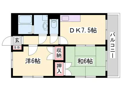 サニーハイム(2DK/3階)の間取り写真