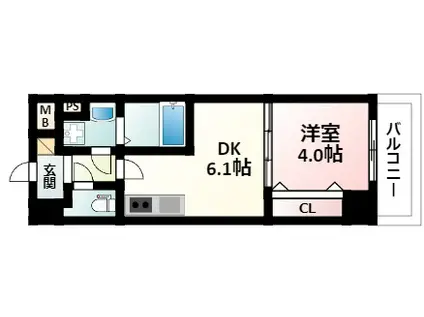 ライブガーデン江坂IX(1DK/5階)の間取り写真