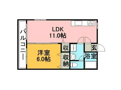 川口マンション(1LDK/1階)の間取り写真