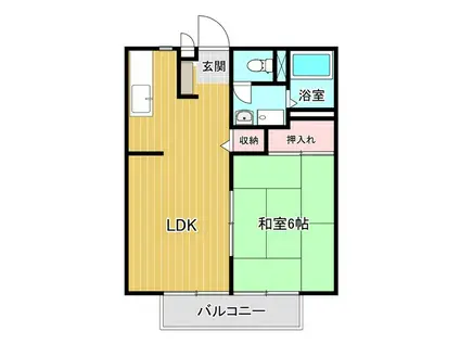 サンライフヤギヌマ(1LDK/1階)の間取り写真