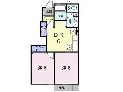 コモド・タウン・M-A(2DK/1階)の間取り写真