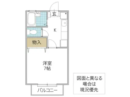 コーポNAMIKI A棟(1K/1階)の間取り写真