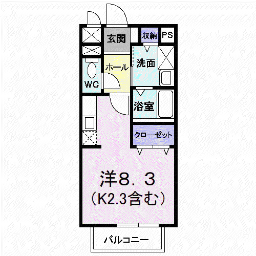 レザルブル(ワンルーム/2階)の間取り写真