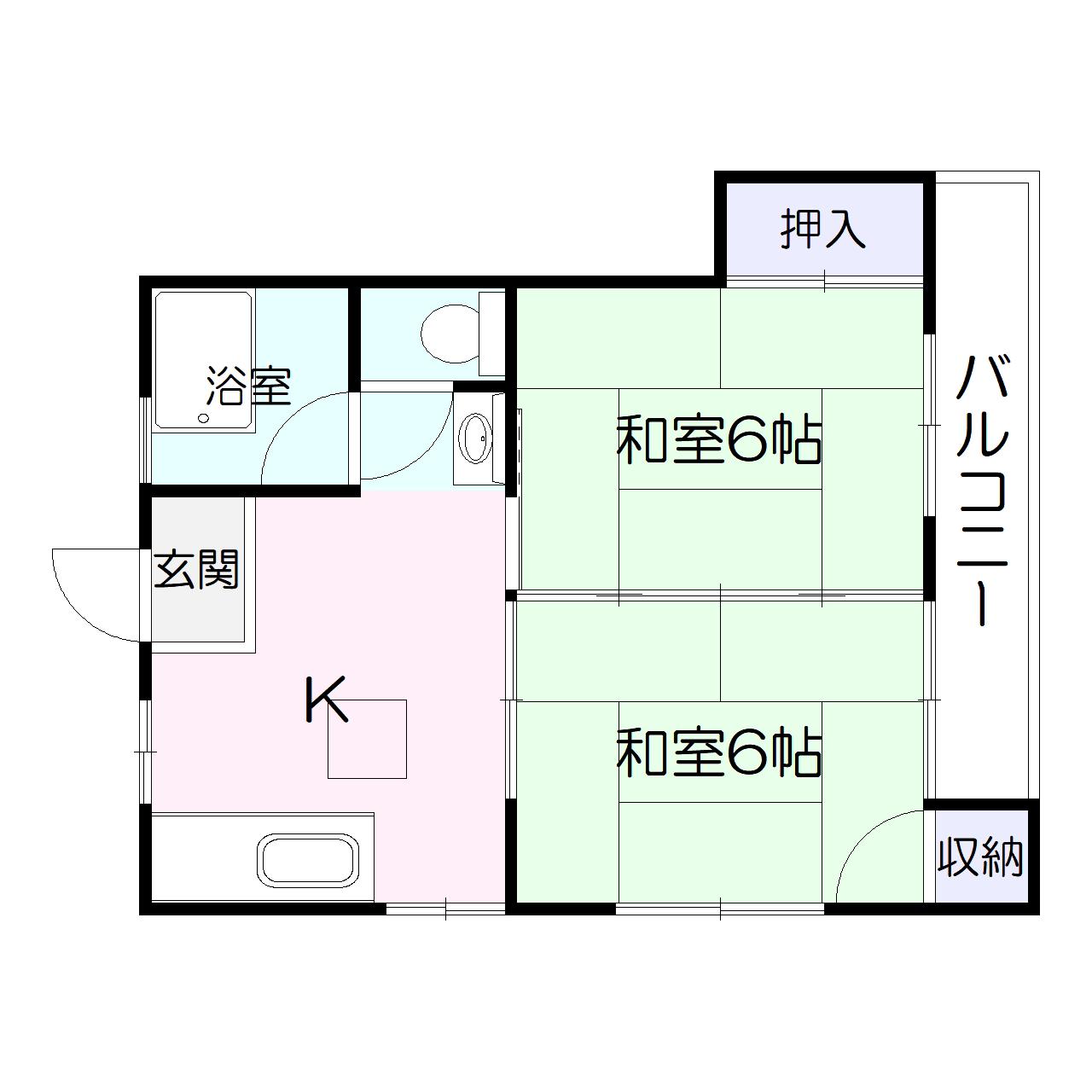 日枝ノ杜コーポ(2DK/1階)の間取り写真