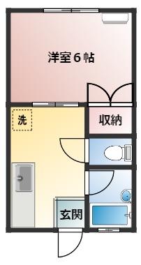 ウイングC(1K/1階)の間取り写真