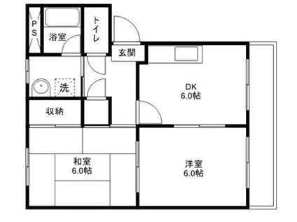 ブルータウン(2DK/1階)の間取り写真