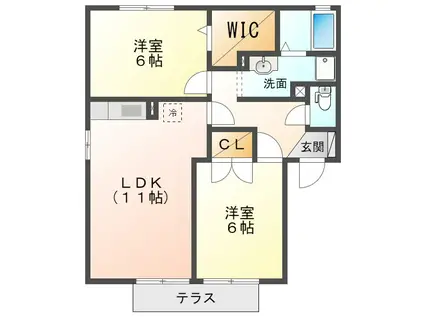 メゾンベール・コーヤ C棟(2LDK/1階)の間取り写真