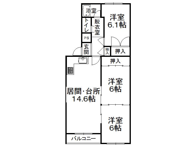 コーポ光南第一(3LDK/4階)の間取り写真