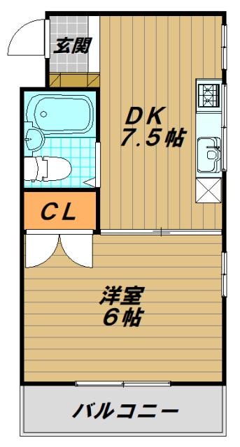 神宿イシカワハイツ(1DK/3階)の間取り写真