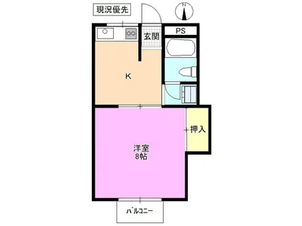 コーポ大木(1DK/3階)の間取り写真