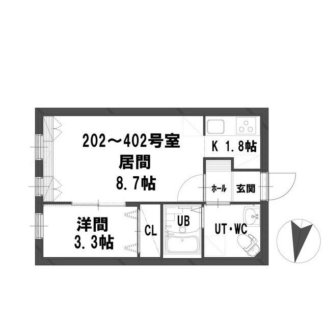 グランメール北11条(1LDK/3階)の間取り写真