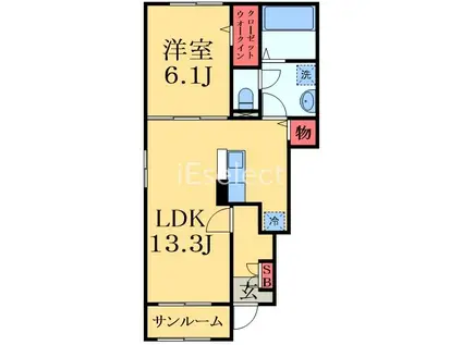 ルミエールB(1LDK/1階)の間取り写真