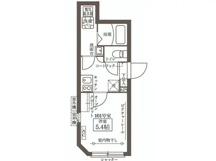 COCOCUBE MINAMI-OTSUKA(1K/1階)の間取り写真