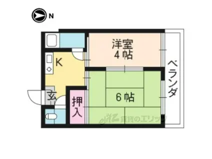 京阪本線 七条駅 徒歩8分 3階建 築57年(2K/1階)の間取り写真