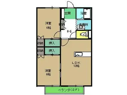 メゾン・ド・MITO(2LDK/2階)の間取り写真