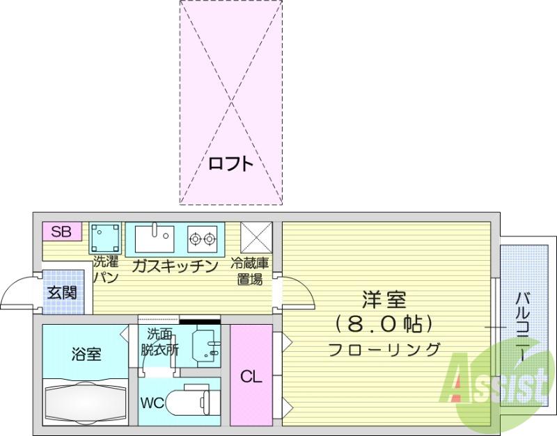 サンシティ沖野C(1K/2階)の間取り写真
