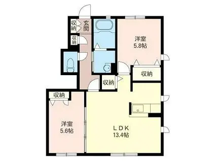S-FIELDIII(2LDK/1階)の間取り写真