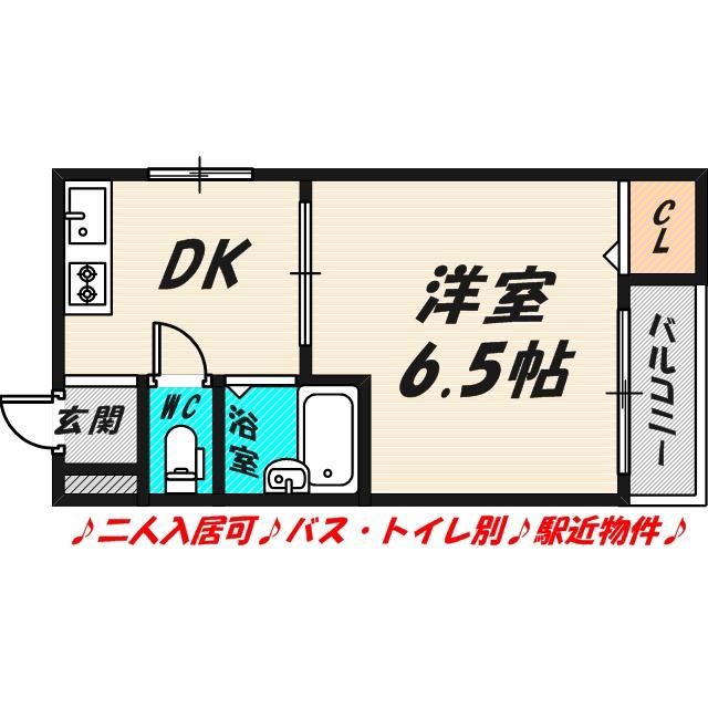 メイゾン太子橋(1DK/2階)の間取り写真