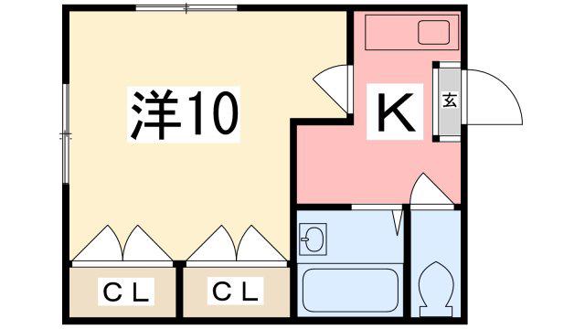 フォレスト光(1K/2階)の間取り写真