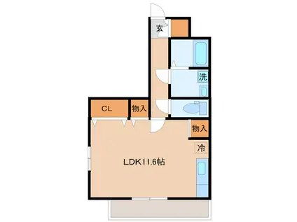 コスモシティ桜(ワンルーム/3階)の間取り写真