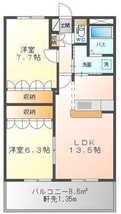 プロニティ21(2LDK/2階)の間取り写真