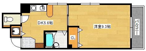 エスコモド16(1DK/3階)の間取り写真