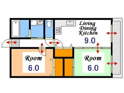 サンハイム一番館(2LDK/2階)の間取り写真