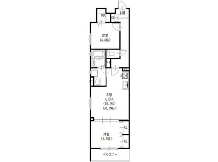 クリエオーレ田辺(2LDK/2階)の間取り写真